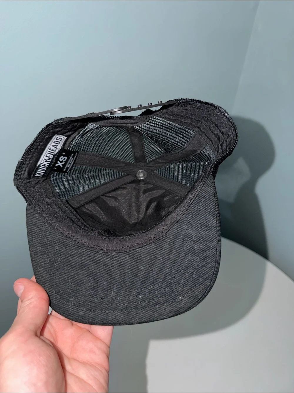 Knuckleheads Kids Shark Print Trucker Hat - Black Brim XS 6-12m
